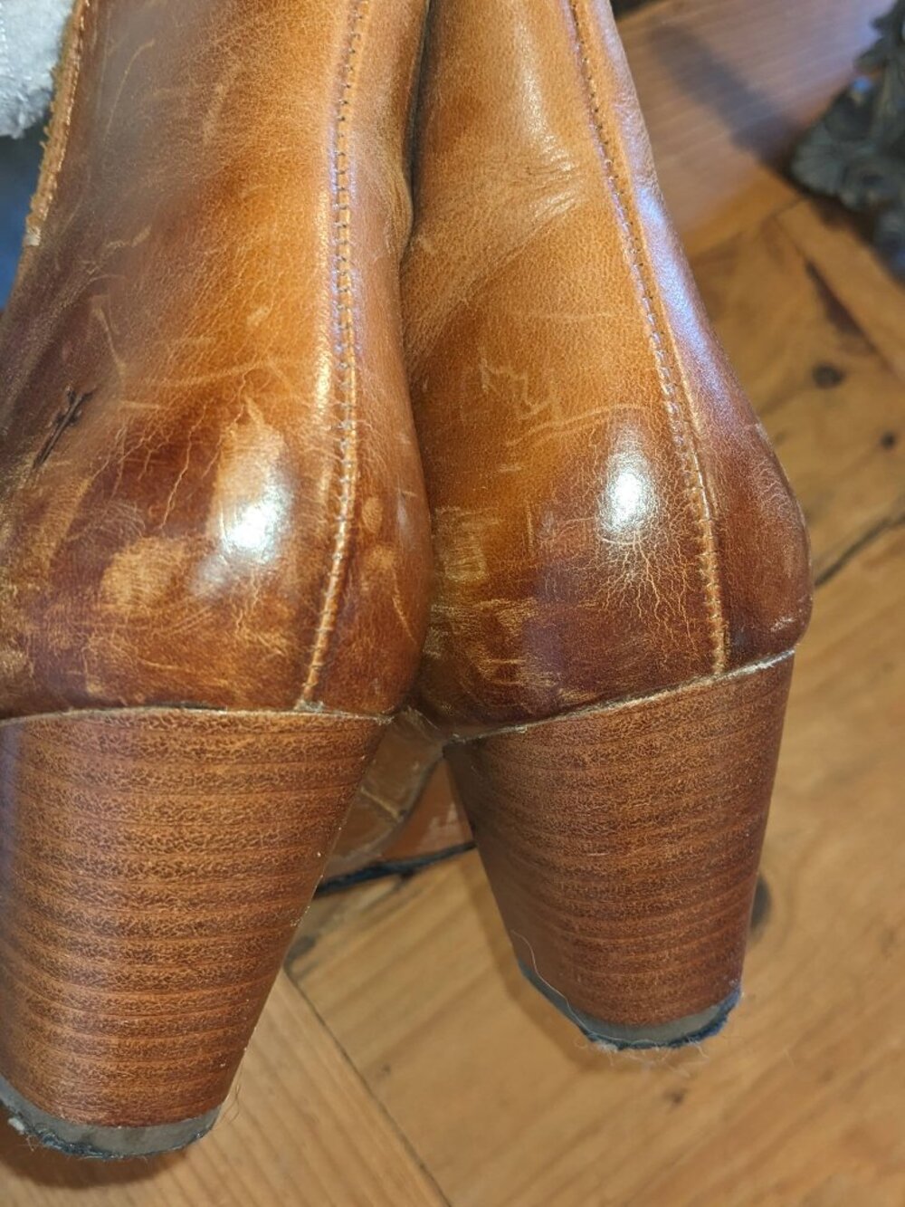 Frye Cognac Brown Leather Ankle Booties - Picture 5 of 9